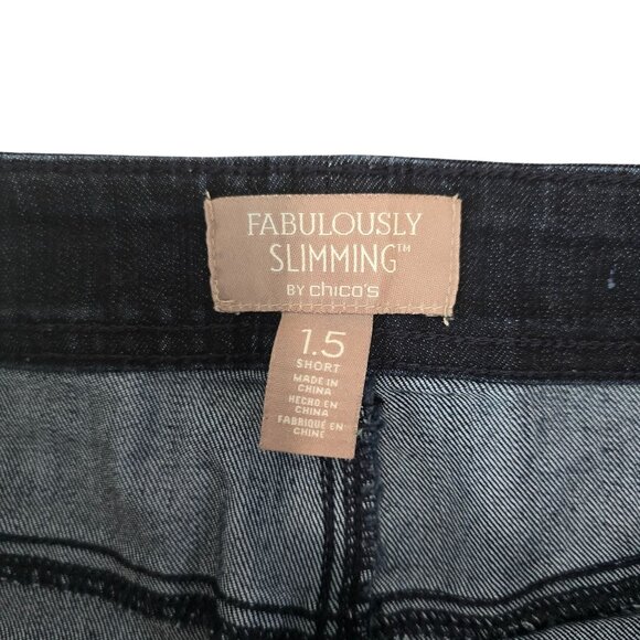 Chicos Womens fabulously slimming Jeans sz 10 SHORT Denim Dark Wash - Picture 3 of 5